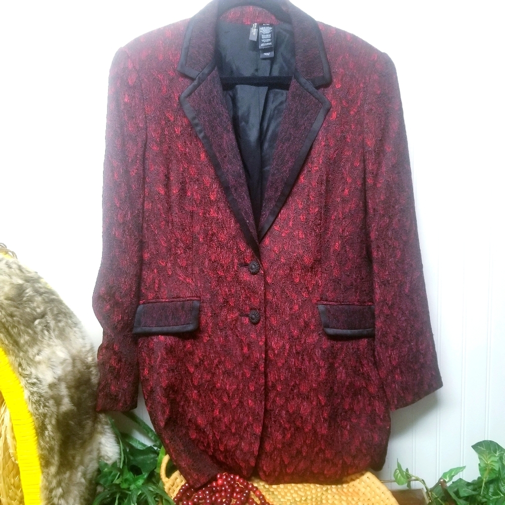 Bisou Bisou Size XL Red & Black Blazer Jacket